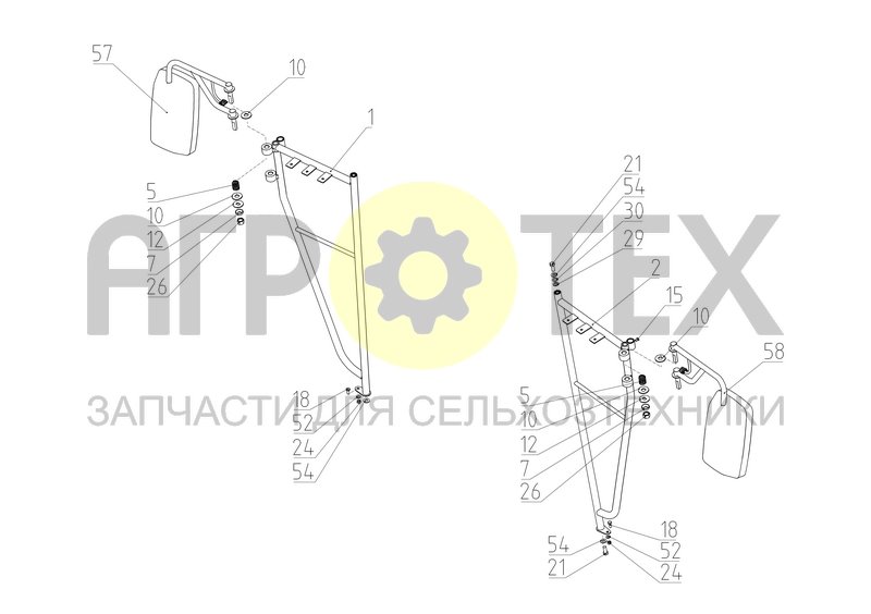 Чертеж Установка кронштейнов зеркал (2650.24.06.000)